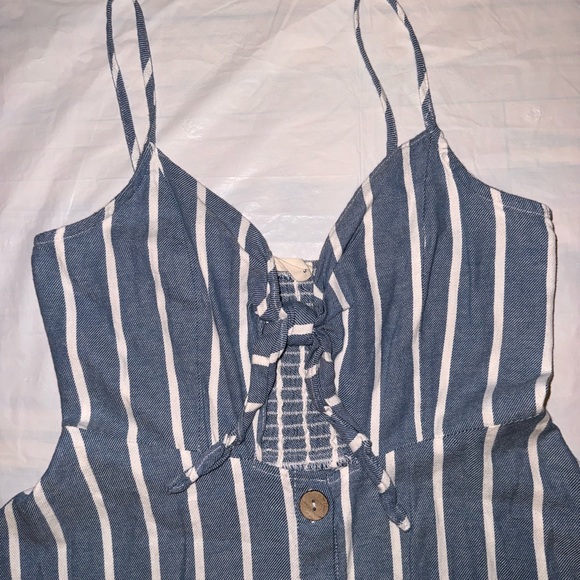Striped Blue and White Button-Down Dress - Picture 4 of 8